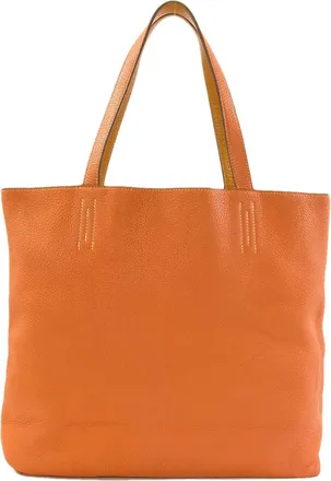 Herm&egrave;s Orange Yellow Taurillon Clemence Leather Tote Bag (Pre-Owned)