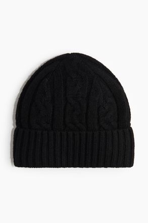 H&M Beanie mit Zopfmuster - Schwarz