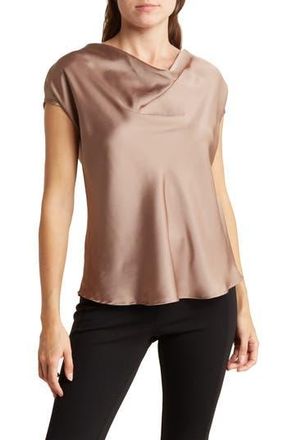 Renee C Cowl Neck Cap Sleeve Satin Top in Dune at Nordstrom Rack, Size X-Small