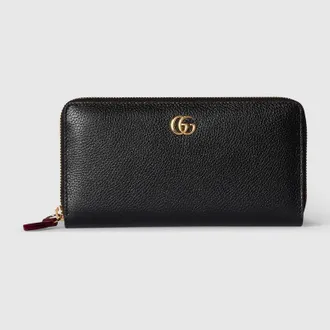 Gucci Bi-color GG Marmont Zip Around Wallet, Black, Leather