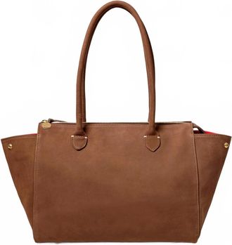 Clare Vivier Beatrice Nubuck Leather Tote Bag In Choco Bar