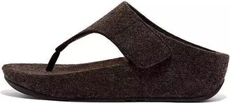 FitFlop FitFlop Shuv E01 FR7-090 Toe Post Sandals Womens Black Adjustable Felt Comfort