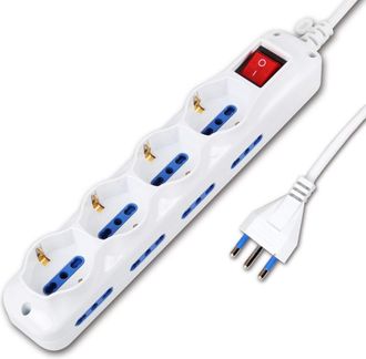 Trade Shop Trade Shop - Regleta De 12 Clavijas Regleta De Enchufes 220v Tomas De 2 Clavijas 4 Shuko