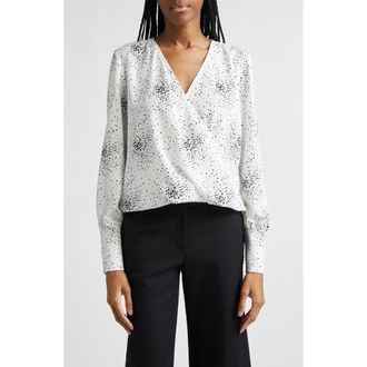 Emporio Armani Surplice Paint Splatter Top in Polka Dot at Nordstrom, Size 14 Us