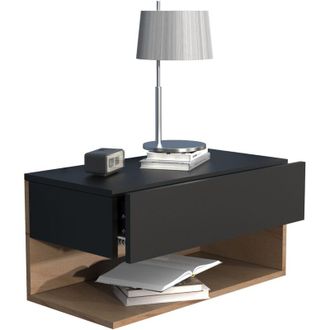 ebuy24 Vcm comodino cassetto da parete tavolino comodino dimensioni ca. a. 30 x l. 60 x p. 32 cm - Usal xl 60 cm (Nero / Rovere al Miele)