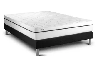 VITALIT Somier negro + colch&oacute;n con espuma viscoel&aacute;stica 135 x 190