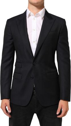 Dolce & Gabbana Black Wool Napoli 2 Button Men Suit Blazer