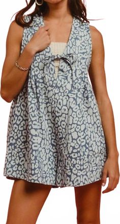 Bibi Resisting The Urge Cotton Denim Romper In Leopard