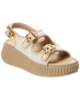 Chlo&eacute; Nama Canvas & Suede Wedge Sandal