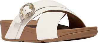 FitFlop FitFlop Lulu Crystal Buckle Leather Cross Slide