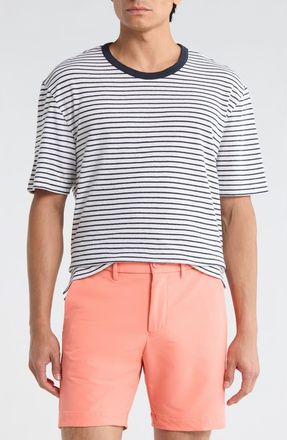 BOSS Taut Stripe Cotton & Linen T-Shirt in Dark Blue at Nordstrom Rack, Size Xx-Large