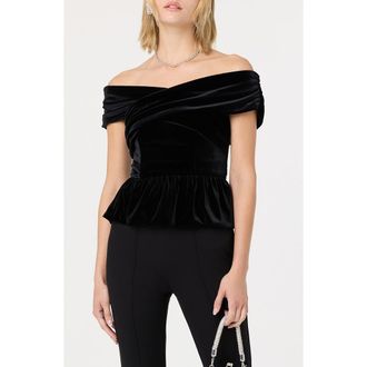 ASTR the Label Tenille Velvet Off the Shoulder Top in Black at Nordstrom Rack, Size X-Small