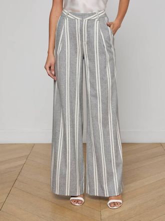 L'agence Allanah Pinstriped Trouser In Grey/ivory Stripe