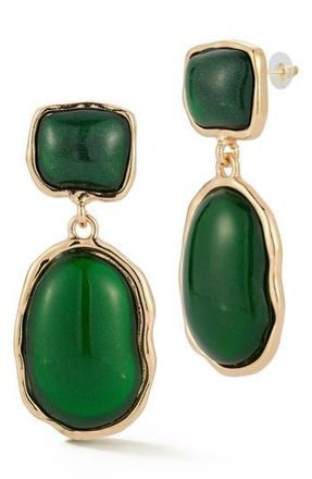 Sphera Milano Faux Stone Drop Earrings in Gold/green at Nordstrom Rack