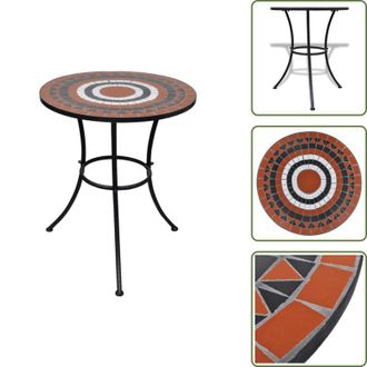 vidaXL The Living Store Tavolo da Bistrot Terracotta e Bianco 60 cm a Mosaico - Tavolo da Giardino