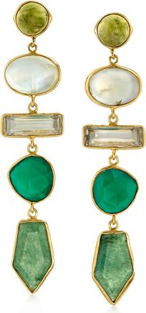 Ross-Simons Multi-Gemstone and Prasiolite Drop Earrings in 18kt Gold Over Sterling