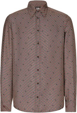 Dolce & Gabbana geometric-print silk shirt - men - Silk - 39 - Red