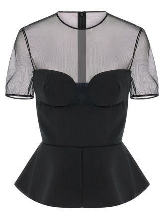 Nensi Dojaka Top corpi&ntilde;o entallado con escote transparente de Nensi Dojaka