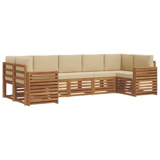 vidaXL Conjunto De Sof&aacute; Seccional Con Coj&iacute;n 7 Pcs Natural Y Beige Vidaxl