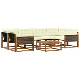 vidaXL Conjunto De Sof&aacute;s De Exterior Con Coj&iacute;n 7 Pcs Natural Y Crema Vidaxl