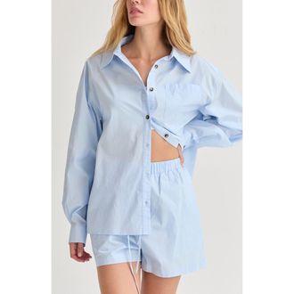Crescent Oversized Poplin Shirt Two Piece Set in Light Blue at Nordstrom, Size X-Small