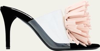 Alaia Plexi Asymmetric Leather Flower Sandals