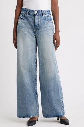Moussy Vintage Lewes High Waist Superwide Leg Jeans in Blue at Nordstrom Rack, Size 30