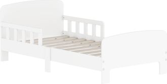 OEM Cama Infantil 70x140 Cm Cama Para Ni&ntilde;os Con Barrera Antica&iacute;das Y Somier Para Ni&ntilde;os Y Ni&ntilde;as De 3-8 A&ntilde;os Blanco