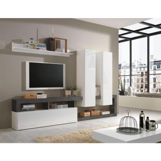 Vente-Unique Vente-unique - Parete attrezzata Big linea Frame in Bianco Lucido e Ossido