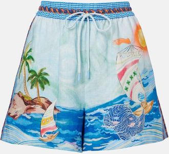 Alemais Al&eacute;mais Printed linen shorts