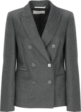 PESERICO Double-Breasted Glitter Jacket With Rhinestone Detail