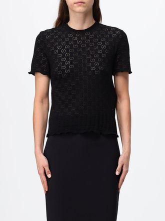 Gucci Top slim fit in maglia di cotone con monogram GG jacquard