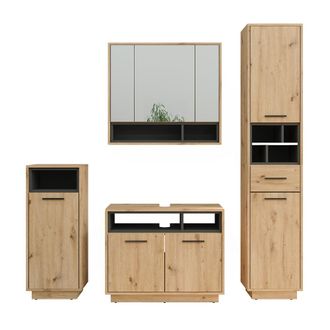 Vicco Conjunto De Muebles De Ba&ntilde;o Beatrice, Roble Artesanal, 4 Piezas, Vicco