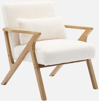 Sweeek Sweeek - Poltrona scandinava in legno di hevea e tessuto effetto pelliccia sintetica