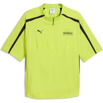 Puma x AMF1 Lifestyle Short Sleeve Quarter Zip Jersey in Lime Shimmer at Nordstrom, Size Xx-Large