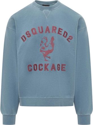 Dsquared2 Short Wide Crewneck - Heren - Sweatshirts - Blauw - M - Hoodies & sweatvesten