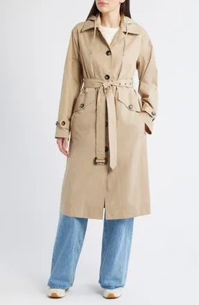 Bernardo Paperweight Long Raincoat in Khaki at Nordstrom Rack, Size X-Large
