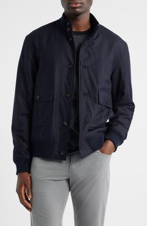 Emporio Armani Insulated Wool Jacket in Solid Blue Navy at Nordstrom Rack, Size 44 Us / 54 Eu