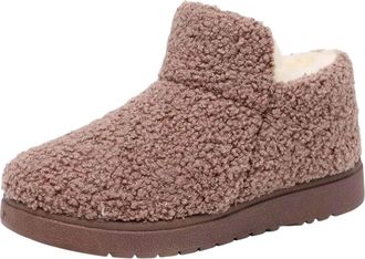 Generic Coffee Ladies Warm Shoes with Fleece Lining and Thickened Design Perfect for Cool Weather Comfortable and Versatile