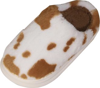 Generic Womens Cow Print Slippers Faux Fur Lining Non Slip House Shoes Animal Slippers for Women Men, Soft Plush Fuzzy House Slipper, Ladies Warm Cozy Comfy W