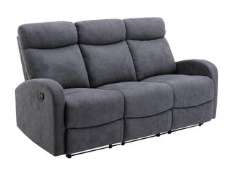Vente-Unique Sof&aacute; relax de 3 plazas de tela gris EVELYN