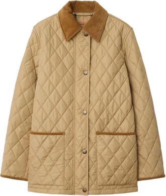 Burberry Gewatteerde Beige Jas met Ruitvoering - Dames - Zomerjassen - Beige - XS - Nylon - Jassen