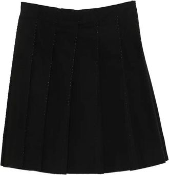 Toteme Geplooide Midi Rok met Glansdetail - Dames - Midirokken - Zwart - XS - Katoen - Rokken