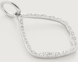 Monica Vinader Riva Diamond Hoop Pendant, Sterling Silver