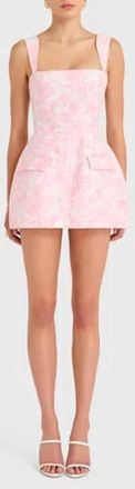 Amanda Uprichard Bethany Skort Romper In Shocking Pink