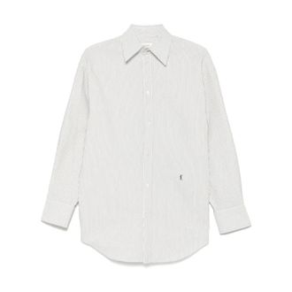 Saint Laurent Shirts, female, White, Size: M Embroidered Sr20 Craie Noir Bag