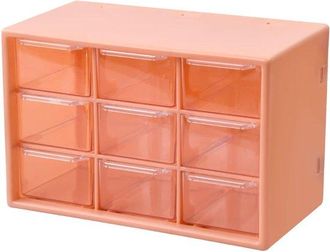 OEM Caja De Almacenamiento Con 9 Cajones - Transparente - Rosa - 18x12x10 Cm