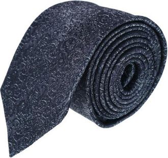 Trafalgar Store Esteban Scrolling Vines Tone on Tone Patterned Silk Necktie in Silver And Black at Nordstrom