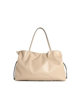 Tory Burch Borsa grande Shopping Ella Natuura di Tory Burch con coulisse Lear in pietra chiara