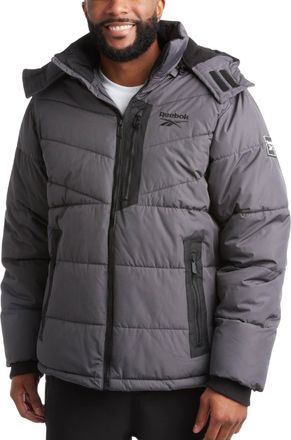 Reebok Mens Winter Coat - Heavyweight Bubble Puffer Parka - Outerwear Ski Jacket for Men (M-XXL), Charcoal, Large